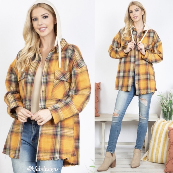 ONE Left! Perfect Fall Plaid Jacket with Hoodie - Picture 9 of 9